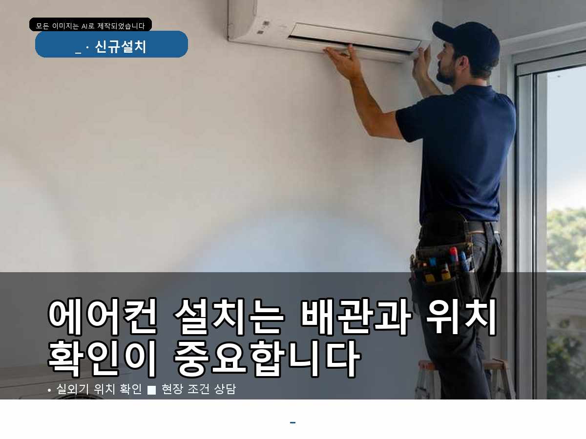 안산시 벽걸이 에어컨 설치, 배관 구배를 고려한 타공 위치—실측에서 결정된 내용을 기록했습니다