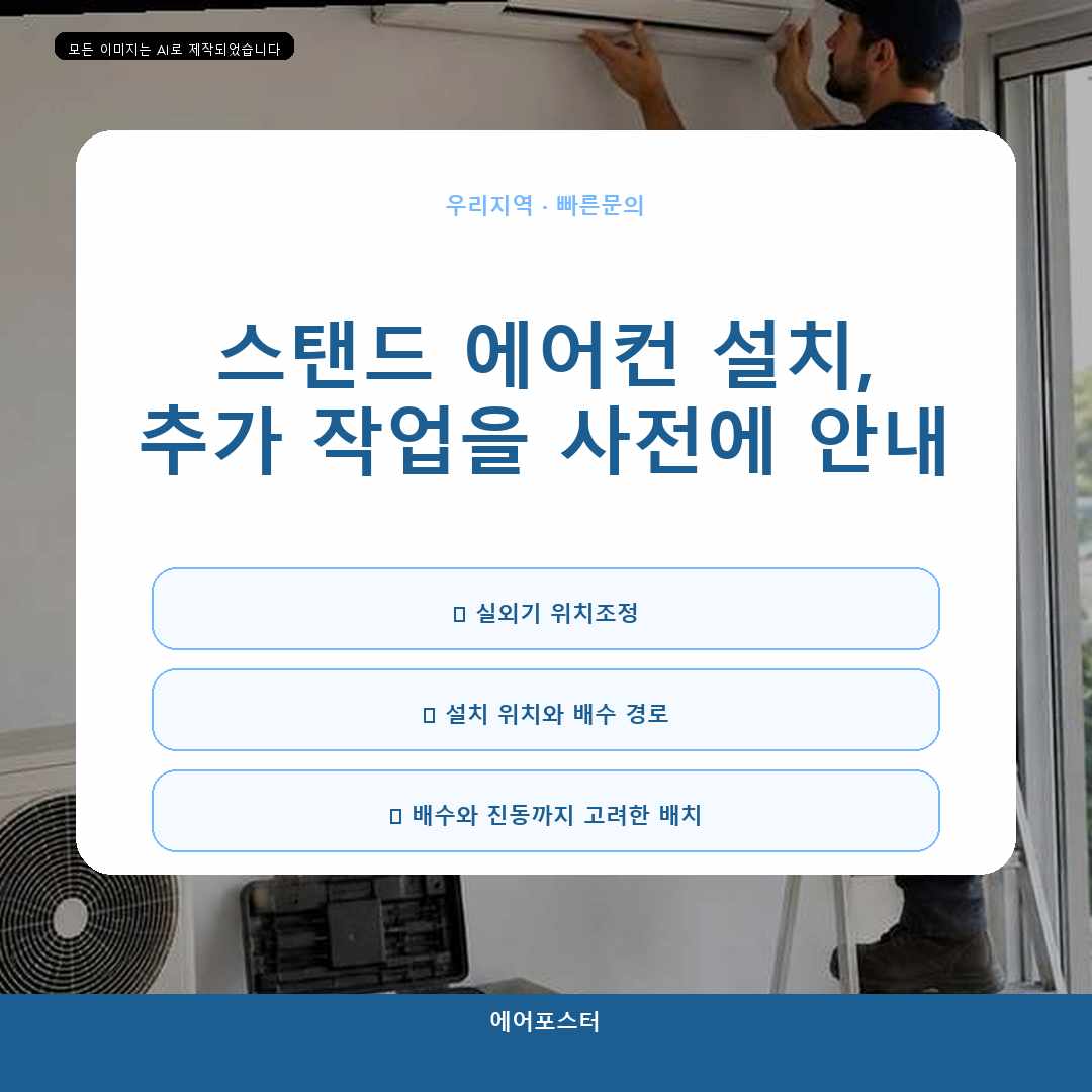 김량장동 캐리어 스탠드 에어컨 설치, 업소 냉방 운전을 고려한 배치