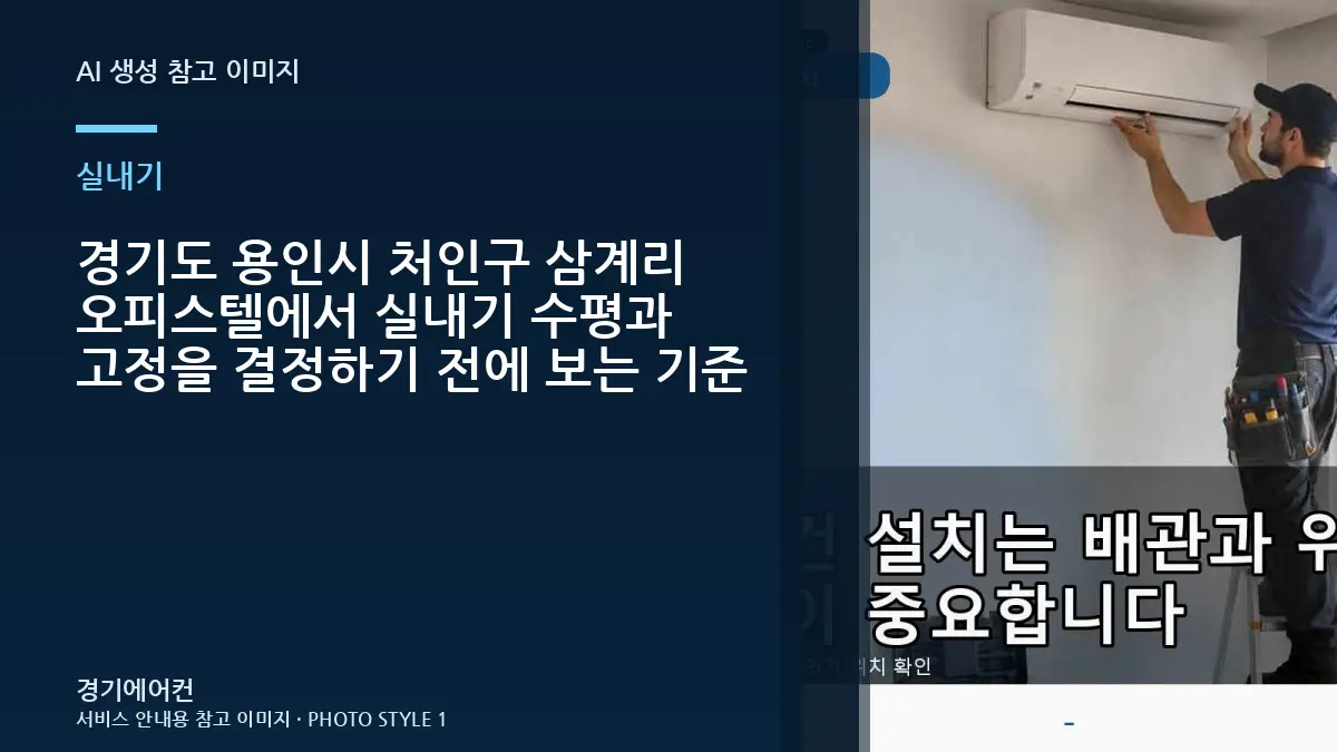 경기도 용인시 처인구 삼계리 오피스텔에서 실내기 수평과 고정을 결정하기 전에 보는 기준