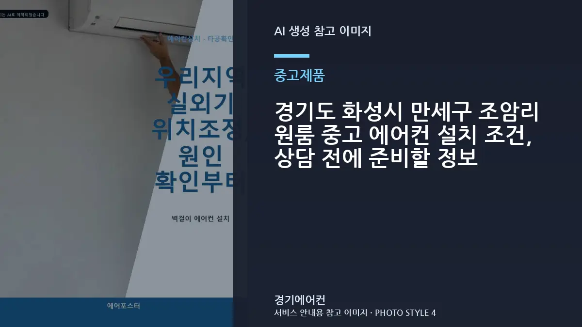 경기도 화성시 만세구 조암리 원룸 중고 에어컨 설치 조건, 상담 전에 준비할 정보