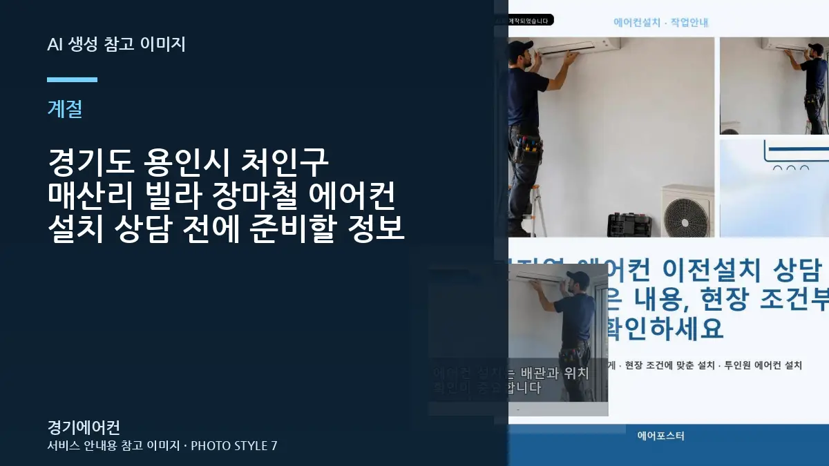 경기도 용인시 처인구 매산리 빌라 장마철 에어컨 설치 상담 전에 준비할 정보