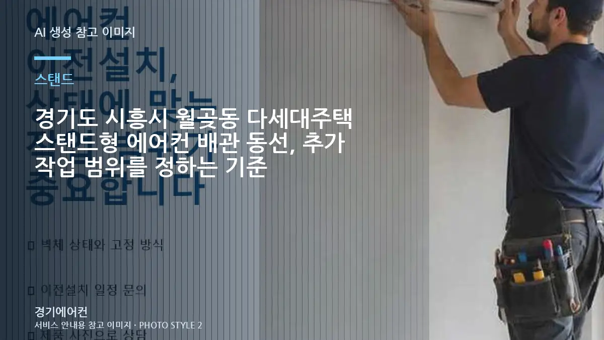 경기도 시흥시 월곶동 다세대주택 스탠드형 에어컨 배관 동선, 추가 작업 범위를 정하는 기준