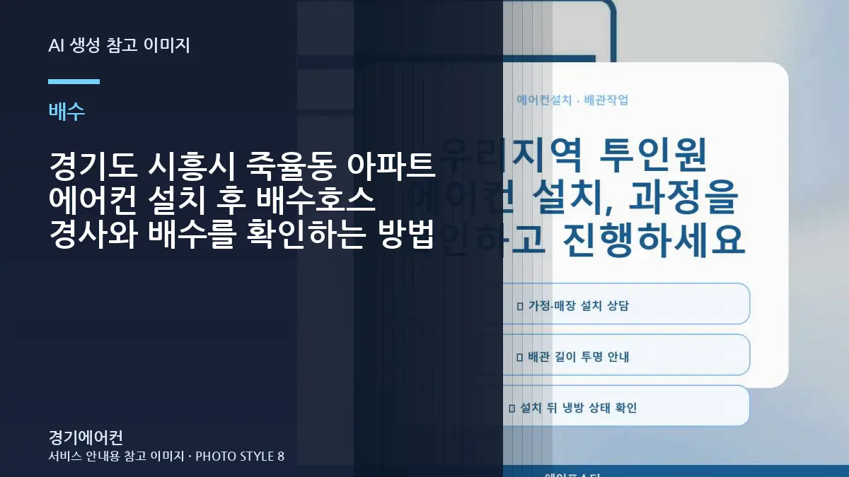 경기도 시흥시 죽율동 아파트 에어컨 설치 후 배수호스 경사와 배수를 확인하는 방법