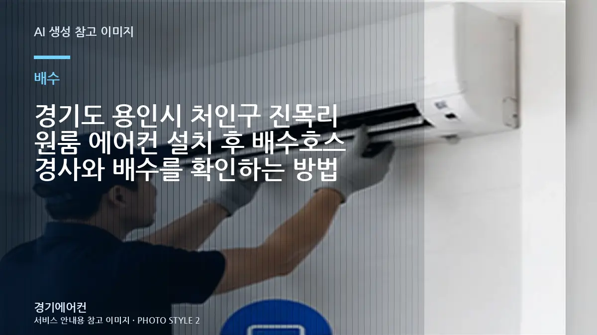 경기도 용인시 처인구 진목리 원룸 에어컨 설치 후 배수호스 경사와 배수를 확인하는 방법