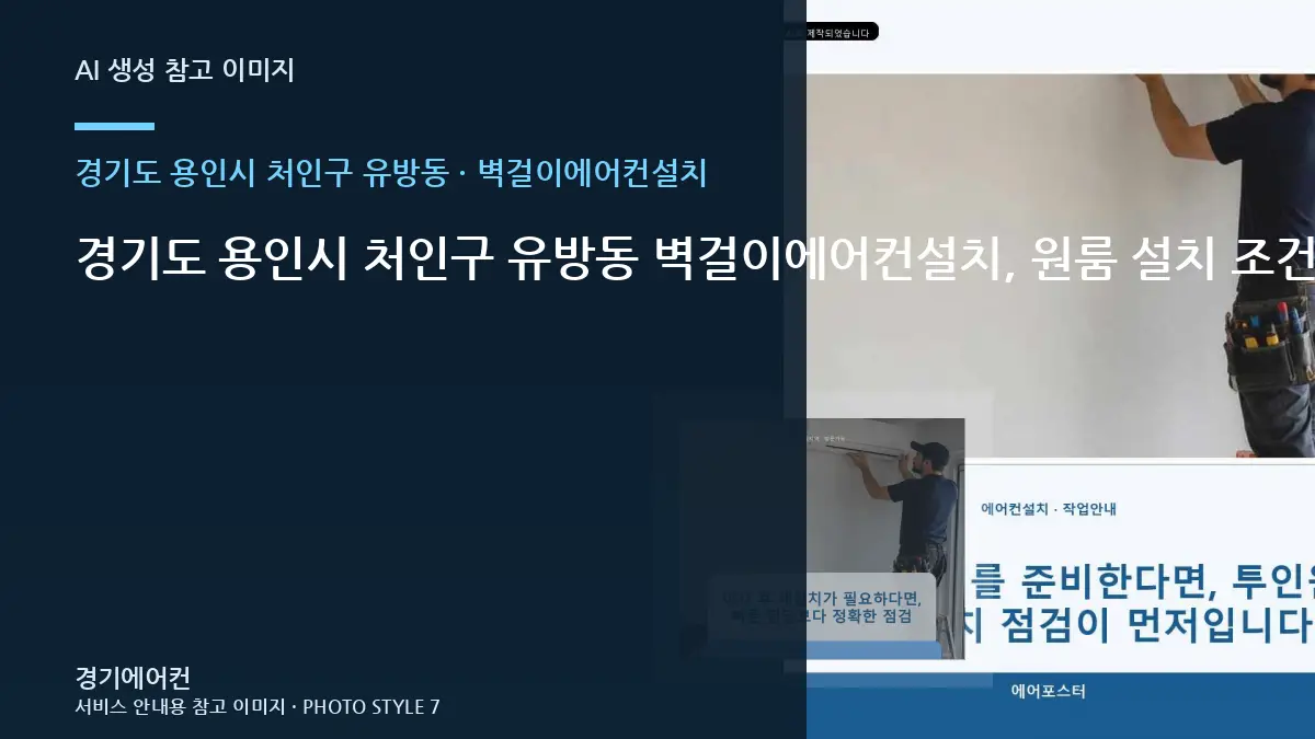 경기도 용인시 처인구 유방동 벽걸이에어컨설치, 원룸 설치 조건별 준비사항 · 완료 후 확인표
