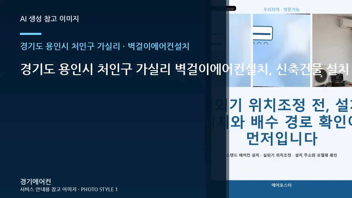 경기도 용인시 처인구 가실리 벽걸이에어컨설치, 신축건물 설치 조건별 준비사항 · 부속 준비 기준